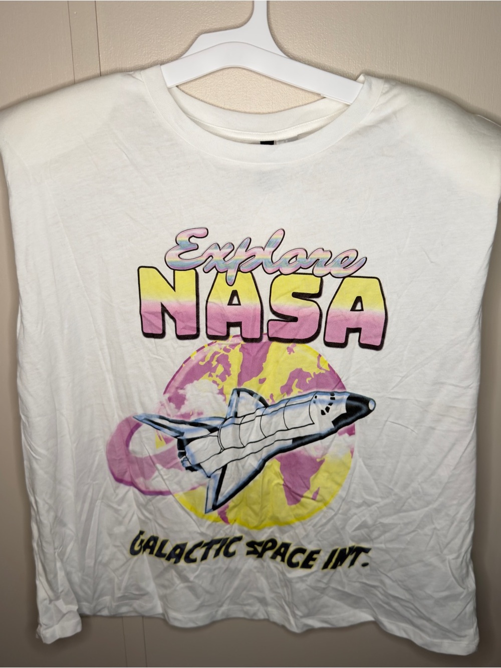 NASA Graphic Muscle Tank White Space Shuttle Sleeveless Tee Retro Graphic Shirt